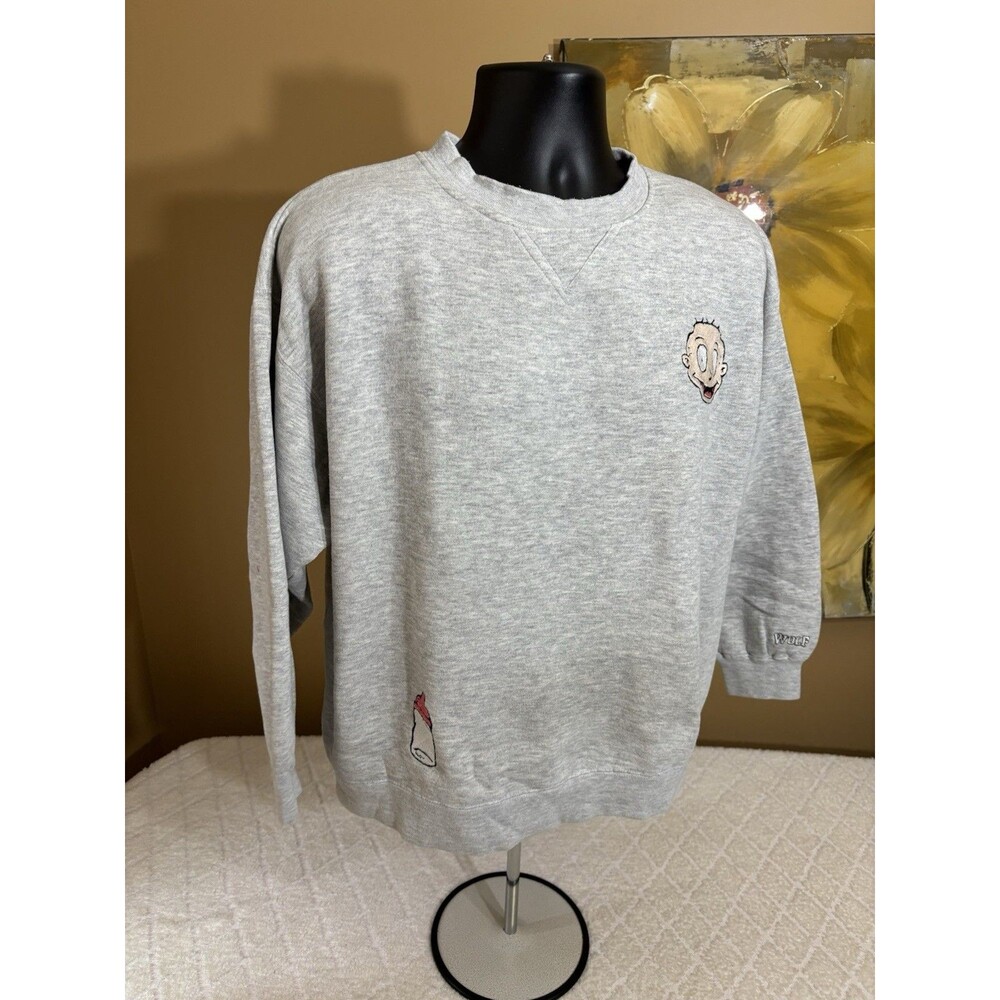 Vintage Wolf 90s Rugrats Show Tommy Pickles 2 Sided Embroidered Sweatshirt Large - Picture 5 of 16